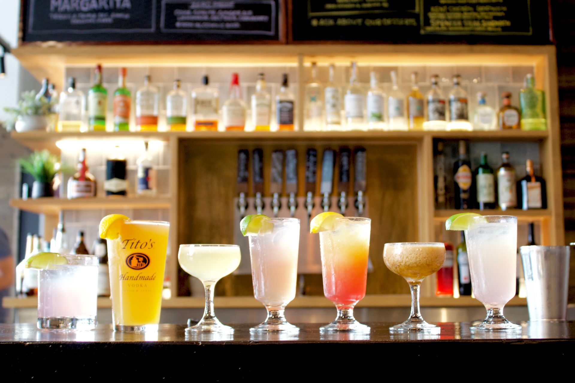 Cocktail lineup at Rustik Tavern
